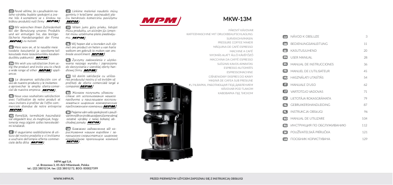 Image de la première page du manuel de l'appareil MKW-13M