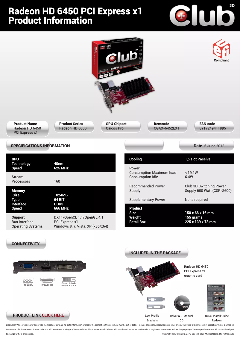Image de la première page du manuel de l'appareil Radeon HD 6450 PCI-Express X1 Edition