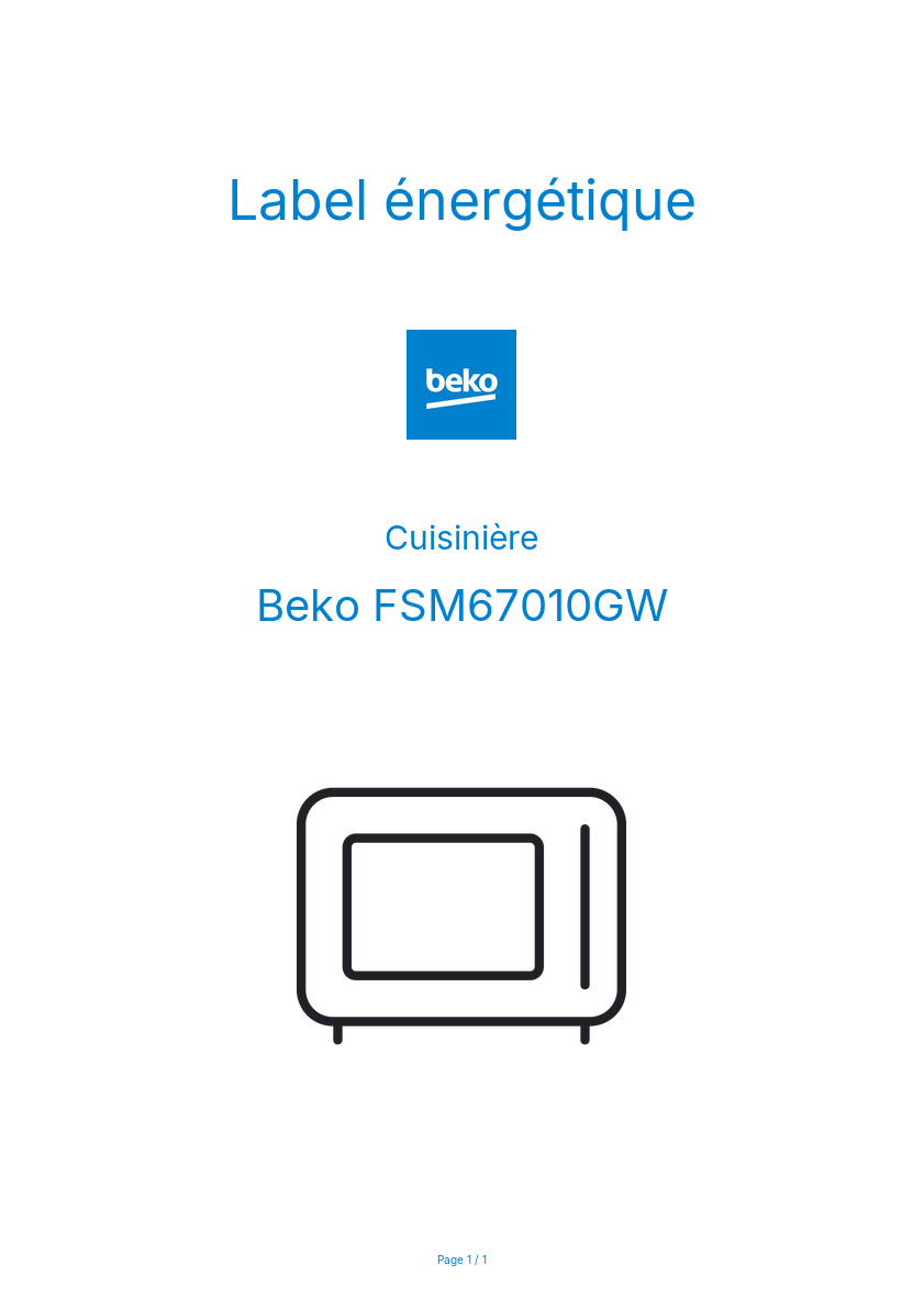 Image de la première page du manuel de l'appareil FSM67010GW