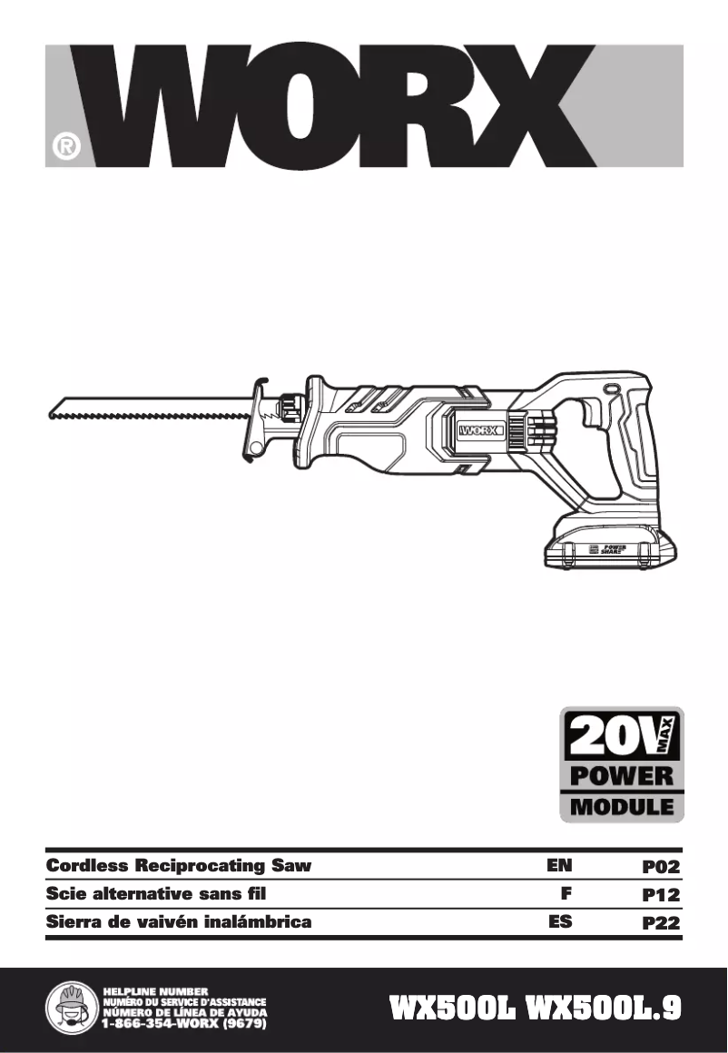Page 1 de la notice Manuel utilisateur Worx WX500L.9