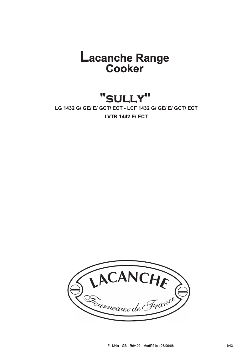 Página 1 del manual Manual de usuario Lacanche LCF 1432