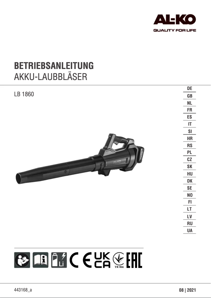 Page n°1 - Manuel utilisateur AL-KO LB 1860