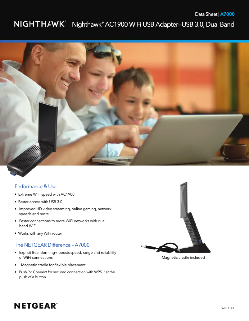 Page 1 de la notice Fiche technique Netgear Nighthawk A7000