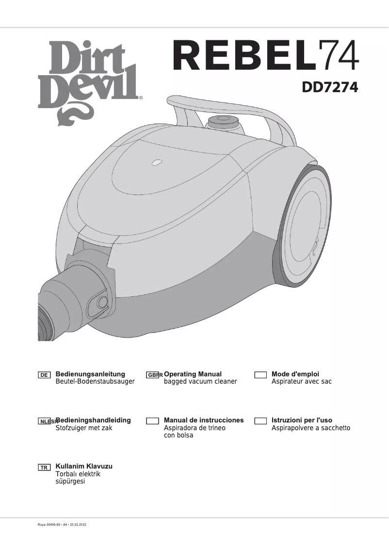 Page 1 de la notice Manuel utilisateur Dirt Devil Rebel 74 HE DD7274