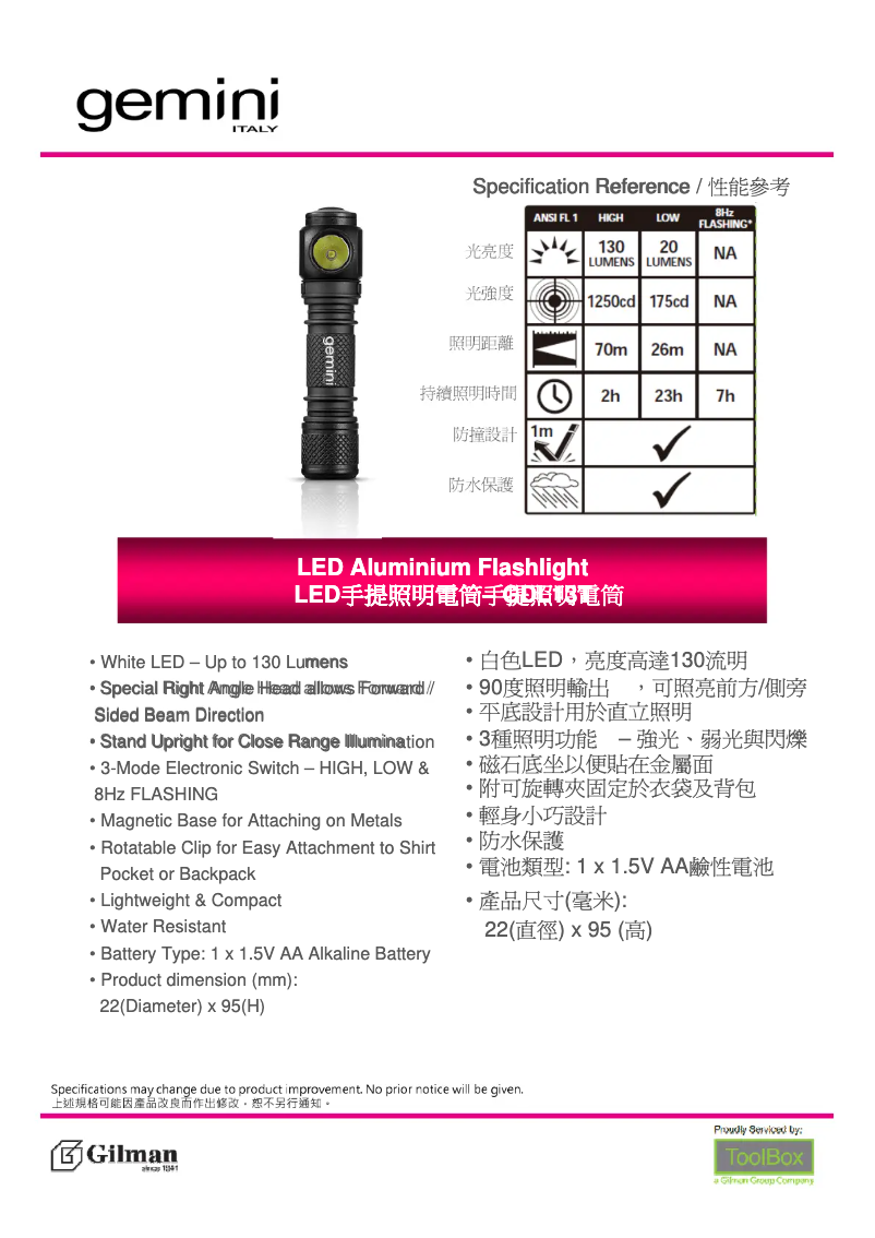 Page 1 de la notice Manuel utilisateur Gemini GDL13T