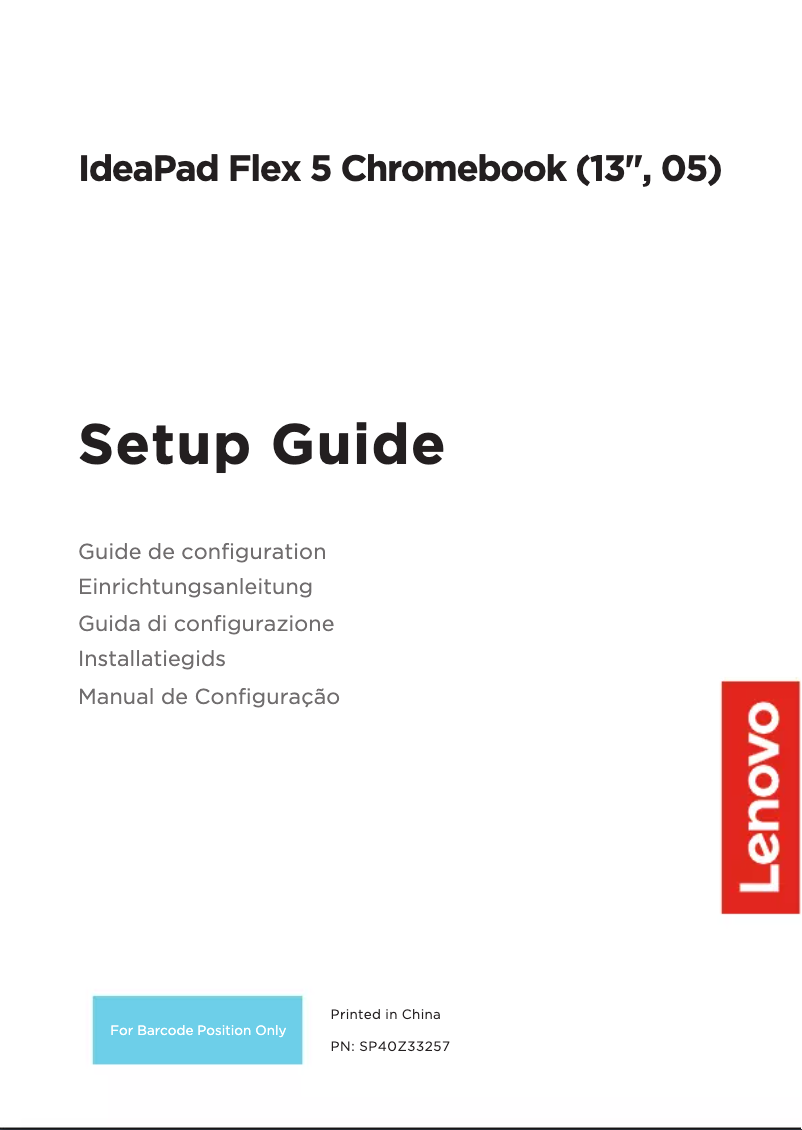 Page n°1 - Guide d'installation Lenovo Flex 5 Chromebook