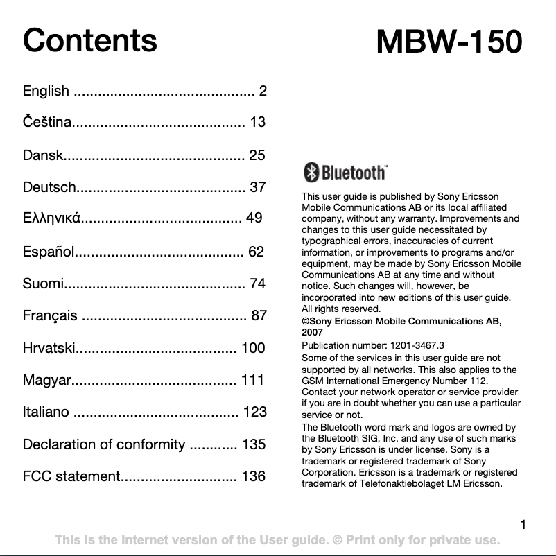 Image de la première page du manuel de l'appareil MBW-150 Classic Edition