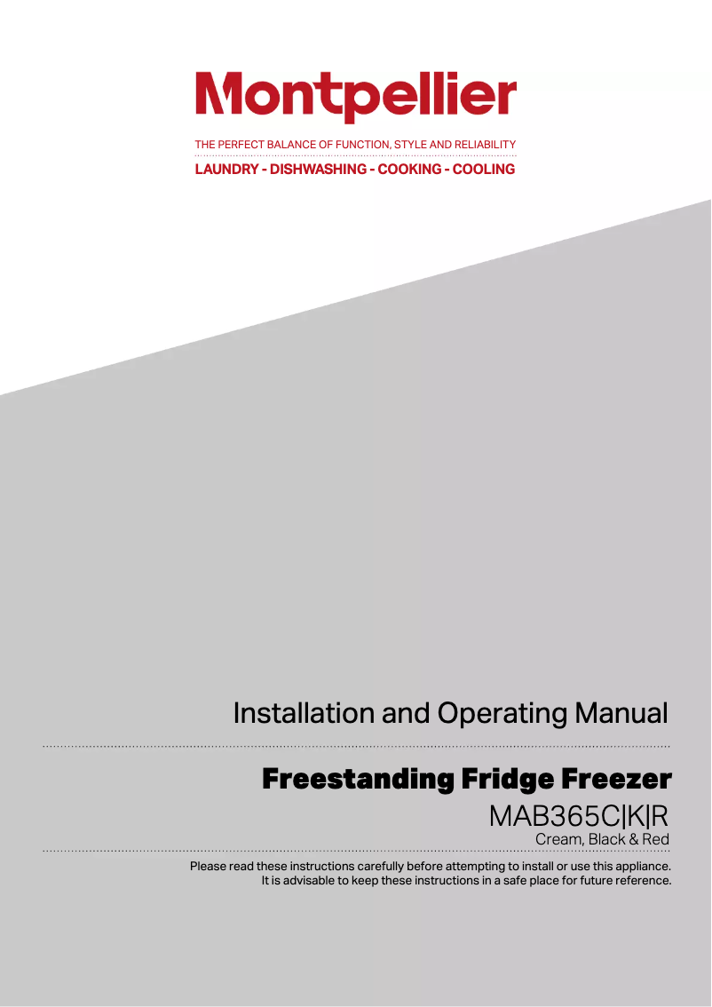 Page 1 de la notice Manuel utilisateur Montpellier MAB365K