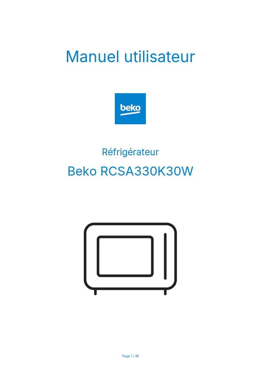Image de la première page du manuel de l'appareil RCSA330K30W