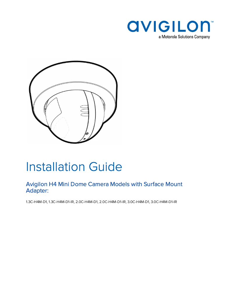 Page 1 de la notice Manuel utilisateur Avigilon H4M-D1