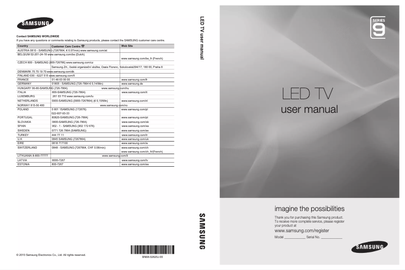 Page n°1 - Manuel utilisateur Samsung UE46C9090SW