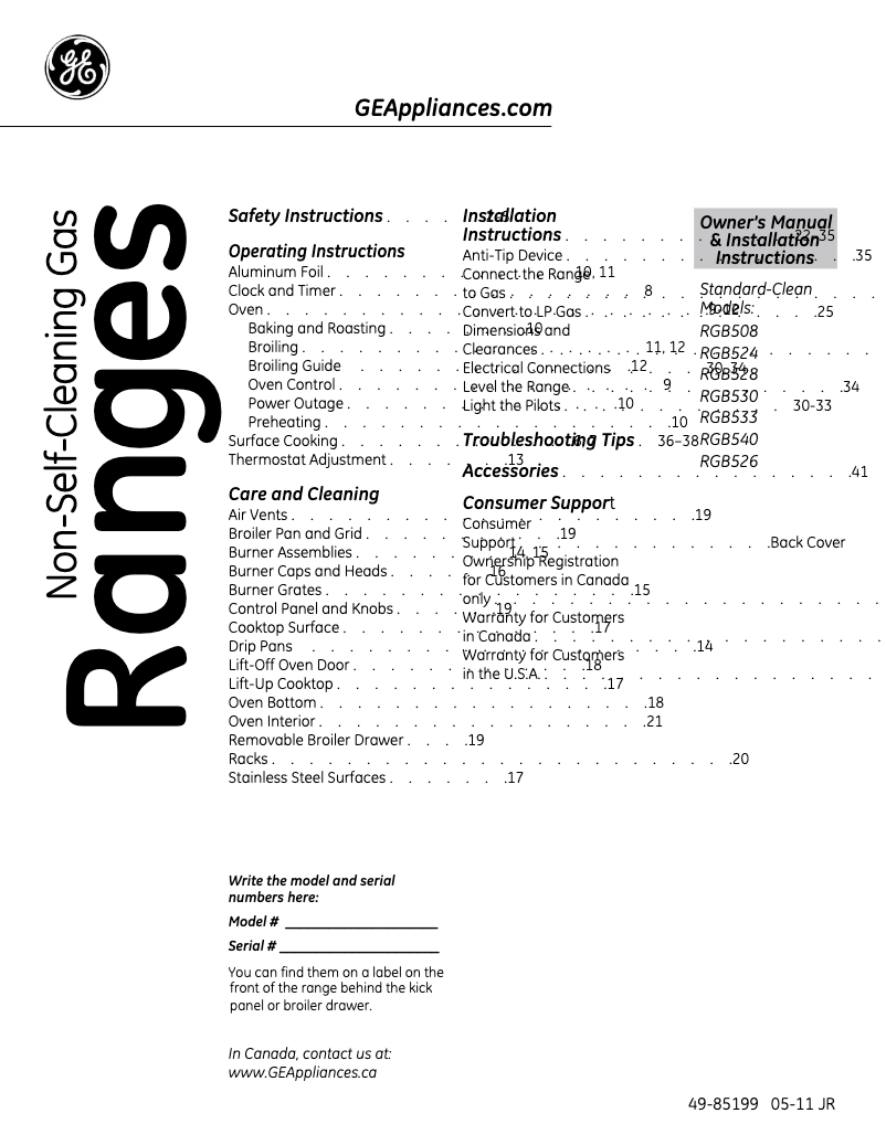 Page n°1 - Guide d'installation Hotpoint RGB508PPTWH