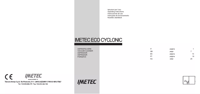 Page 1 de la notice Manuel utilisateur Imetec Eco E1