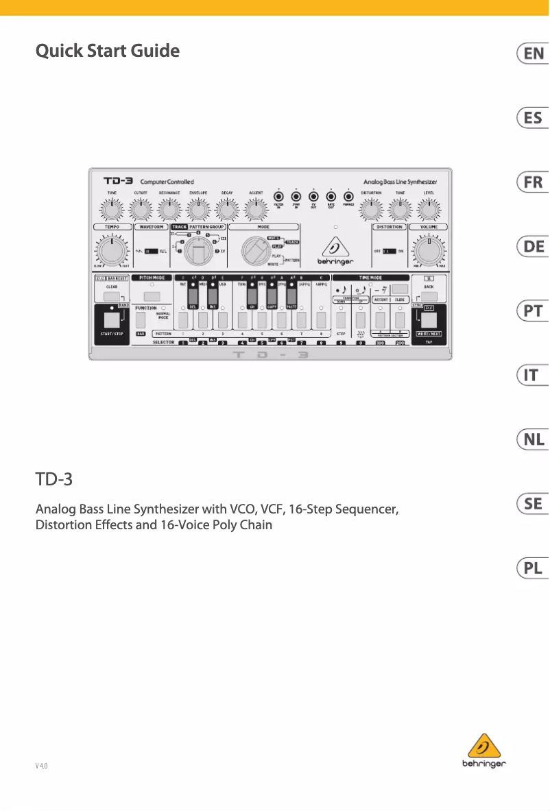 Page n°1 - Guide de démarrage rapide Behringer TD-3