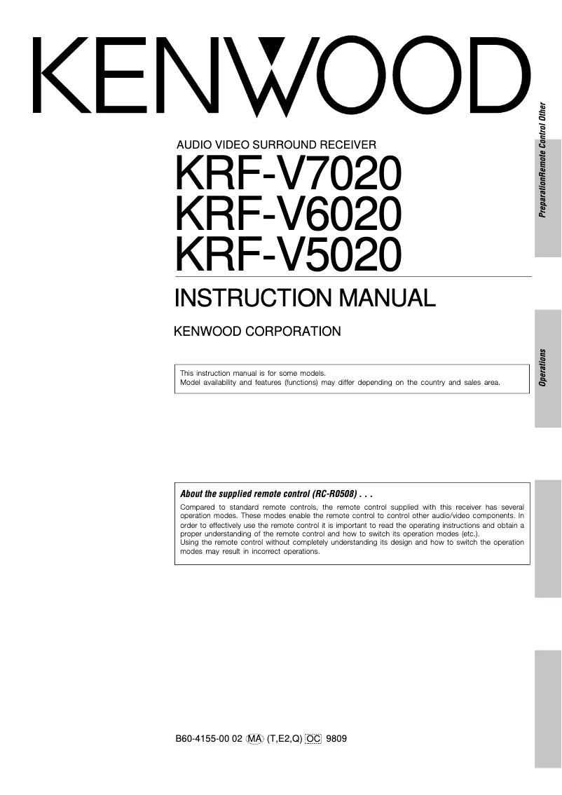 Página 1 del manual Manual de usuario Kenwood KRF-V7020