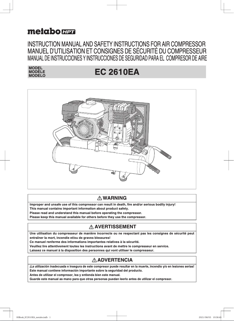 Page 1 de la notice Manuel utilisateur Metabo EC2610EA