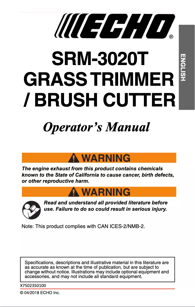 Página 1 del manual Manual de usuario Echo SRM-3020T