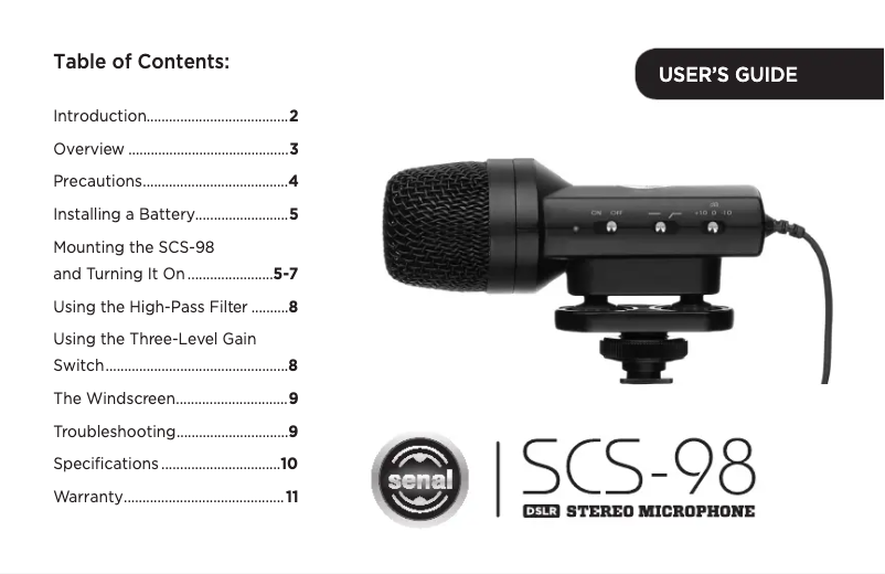 Image de la première page du manuel de l'appareil SCS-98