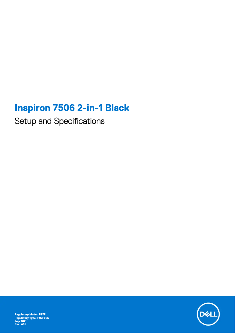 Page 1 de la notice Guide d'installation Dell Inspiron 7506