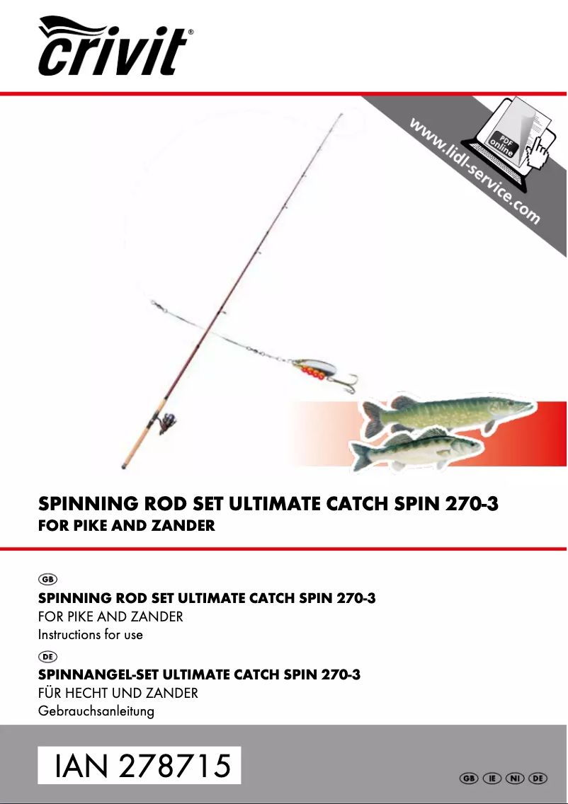 Page 1 de la notice Manuel utilisateur Crivit IAN 278715