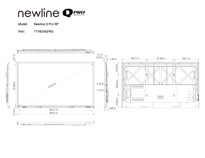Page n°1 - Dessin technique Newline TT-8624QPRO