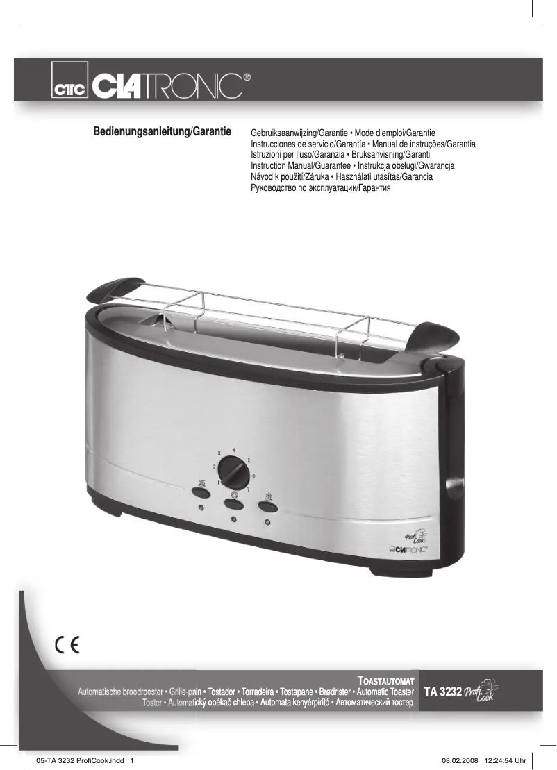 Page 1 de la notice Manuel utilisateur Clatronic TA 3232