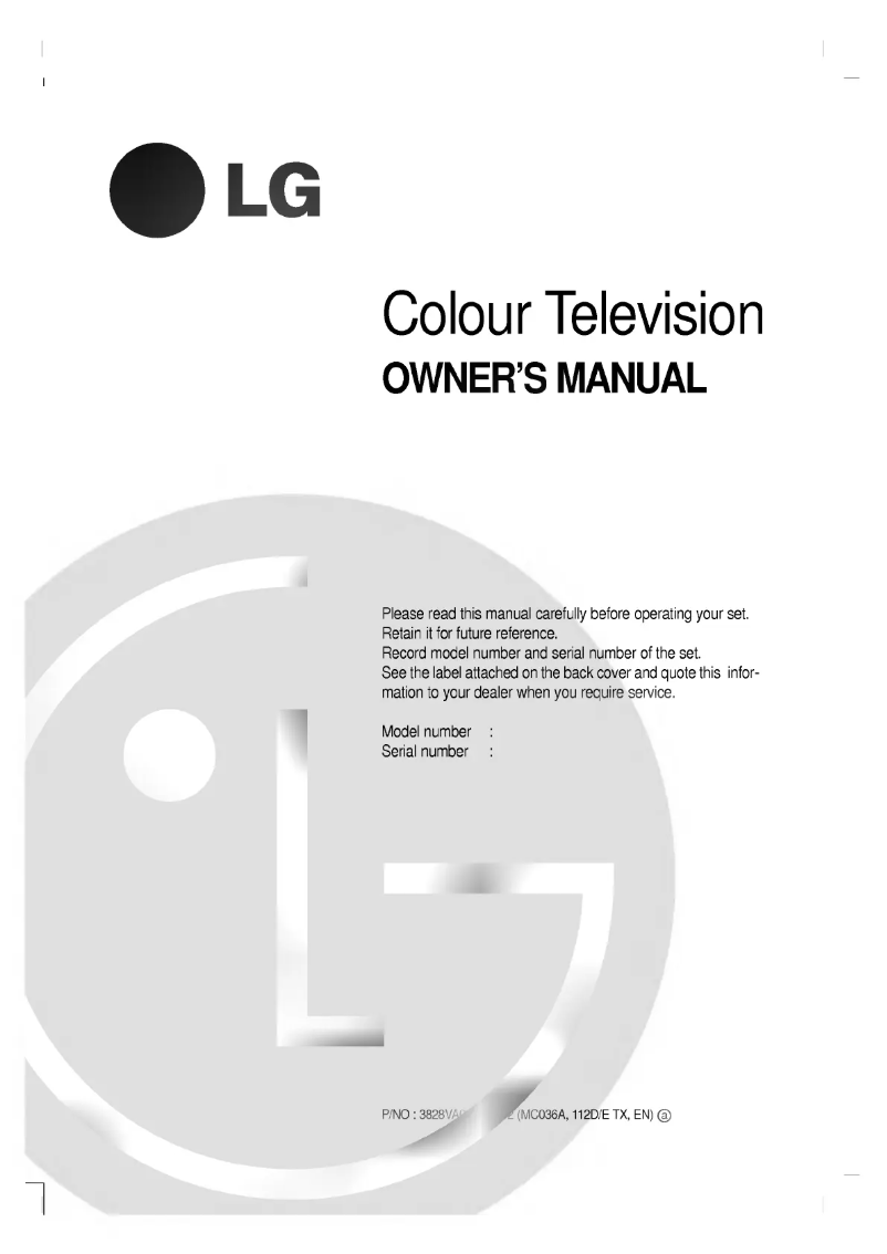 Page n°1 - Manuel utilisateur LG RE-29FA34RB