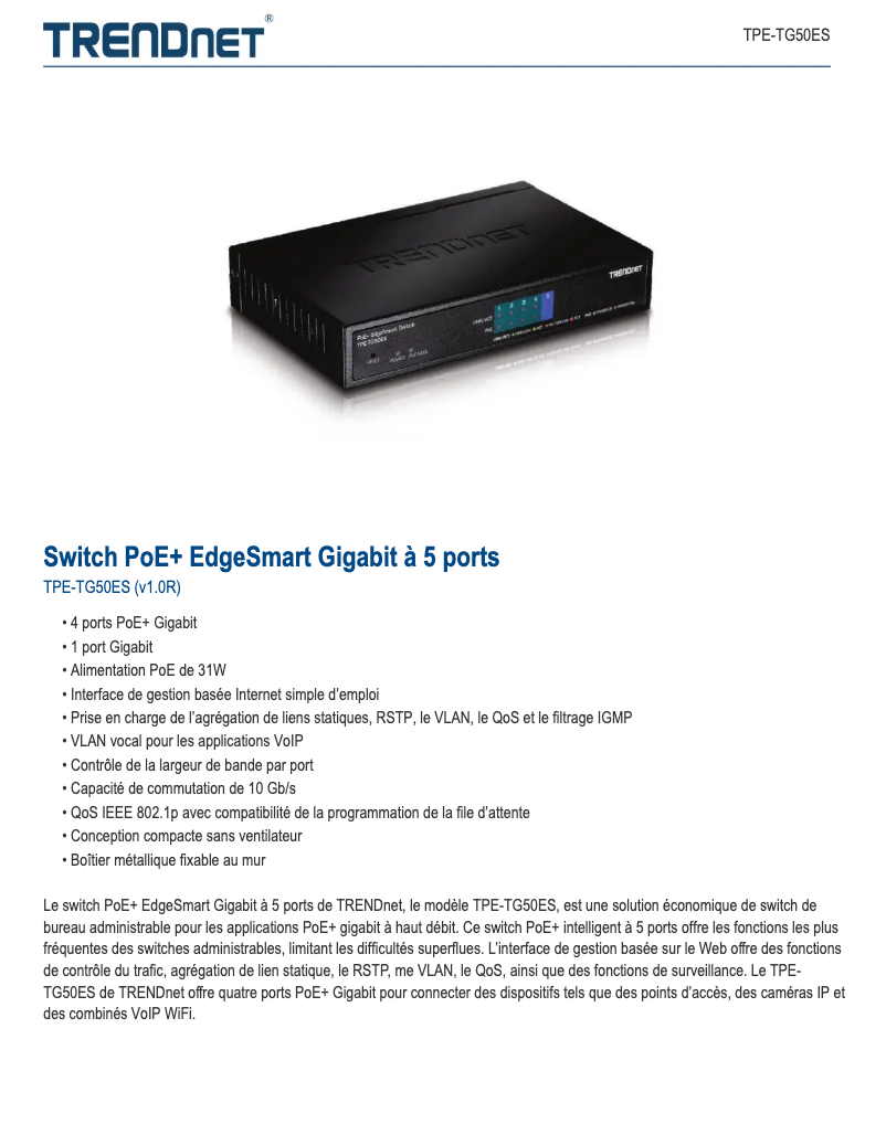 Image de la première page du manuel de l'appareil TPE-TG50ES