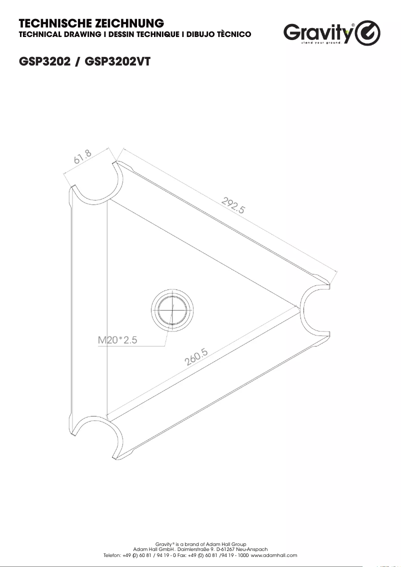 Page 1 de la notice Fiche technique Gravity SP 3202