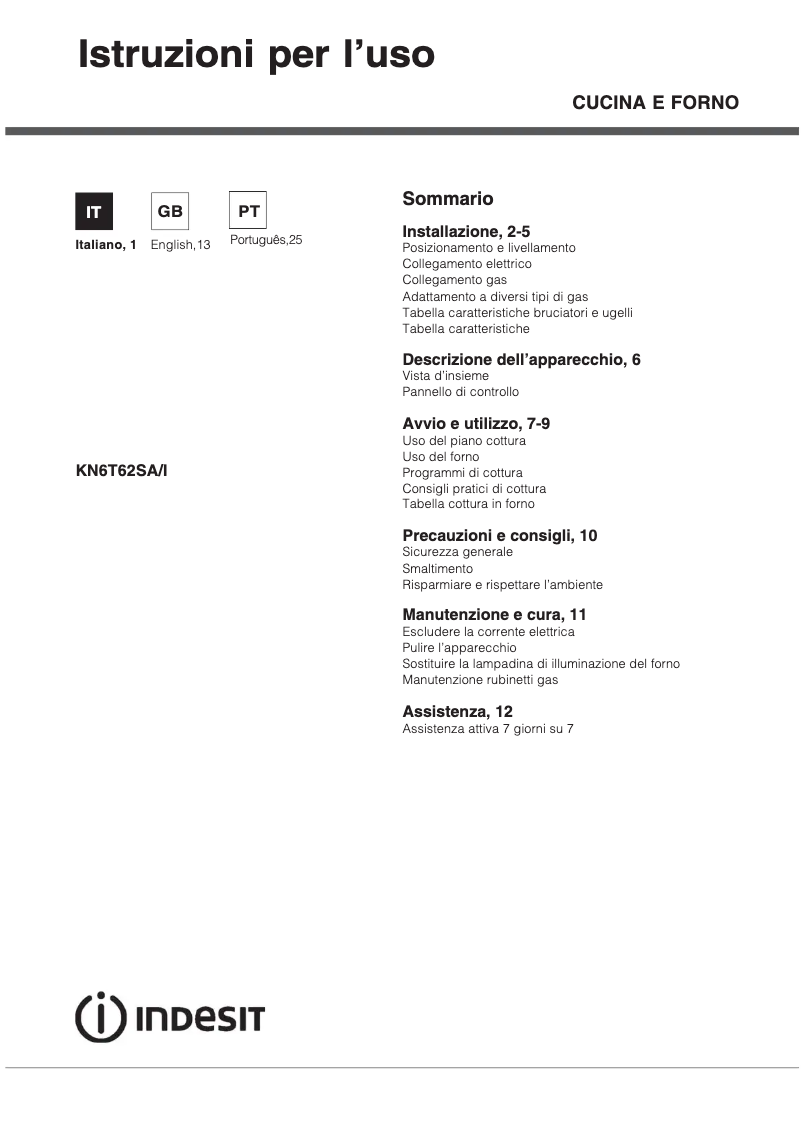 Page n°1 - Manuel utilisateur Indesit KN6T62SA(X)/I