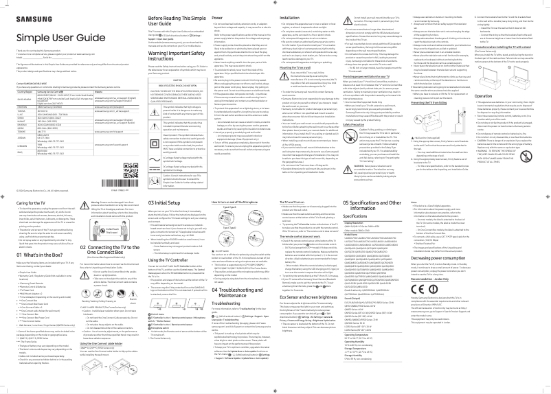 Page 1 de la notice Manuel utilisateur Samsung QA65QN900DU