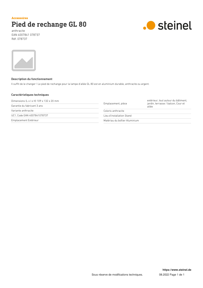Page 1 de la notice Manuel utilisateur Steinel GL 80
