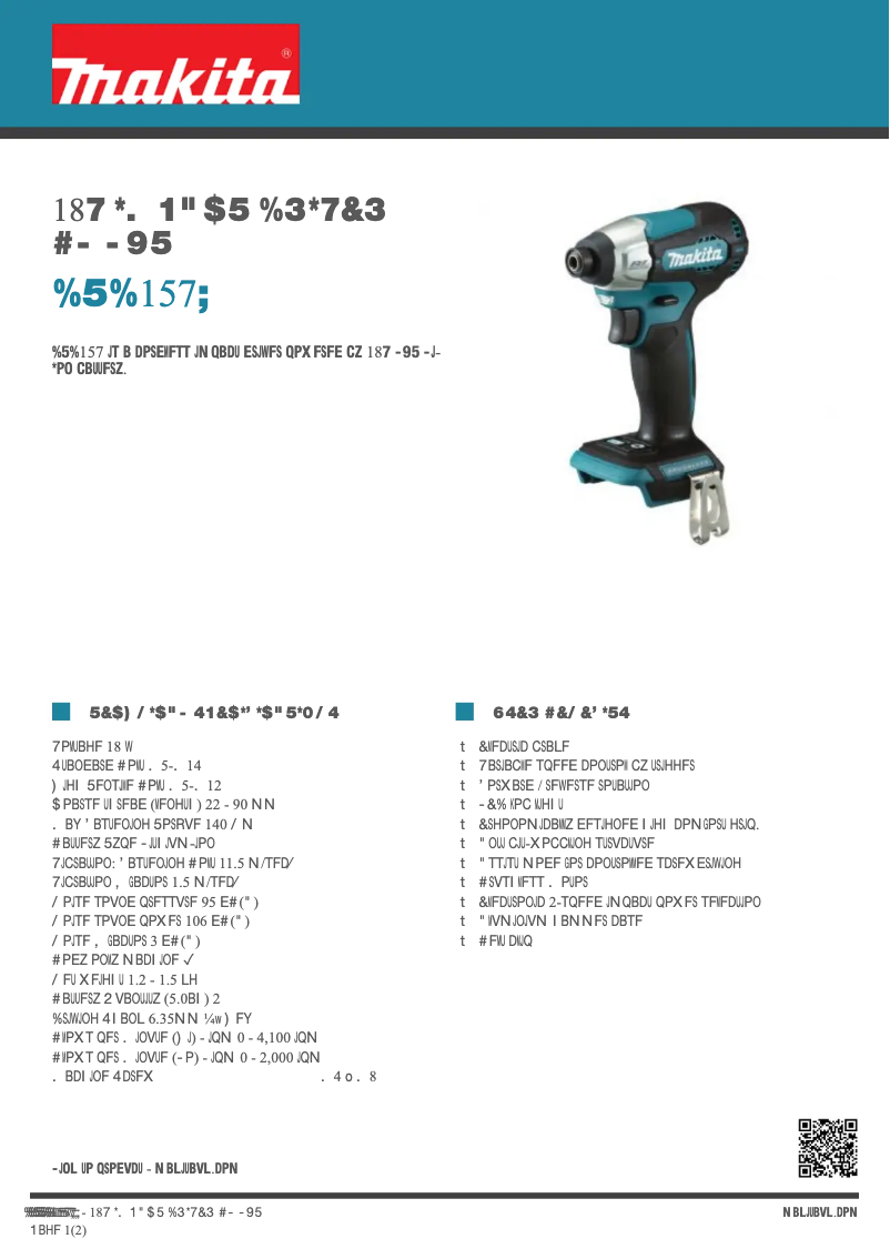 Page 1 de la notice Fiche technique Makita DTD157Z