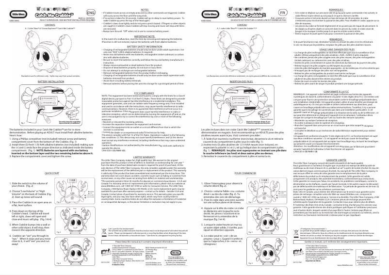 Image de la première page du manuel de l'appareil Catch Me Crabbie