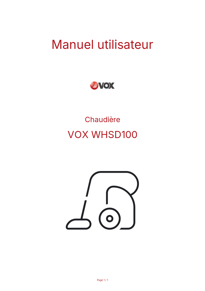 Image de la première page du manuel de l'appareil WHSD100