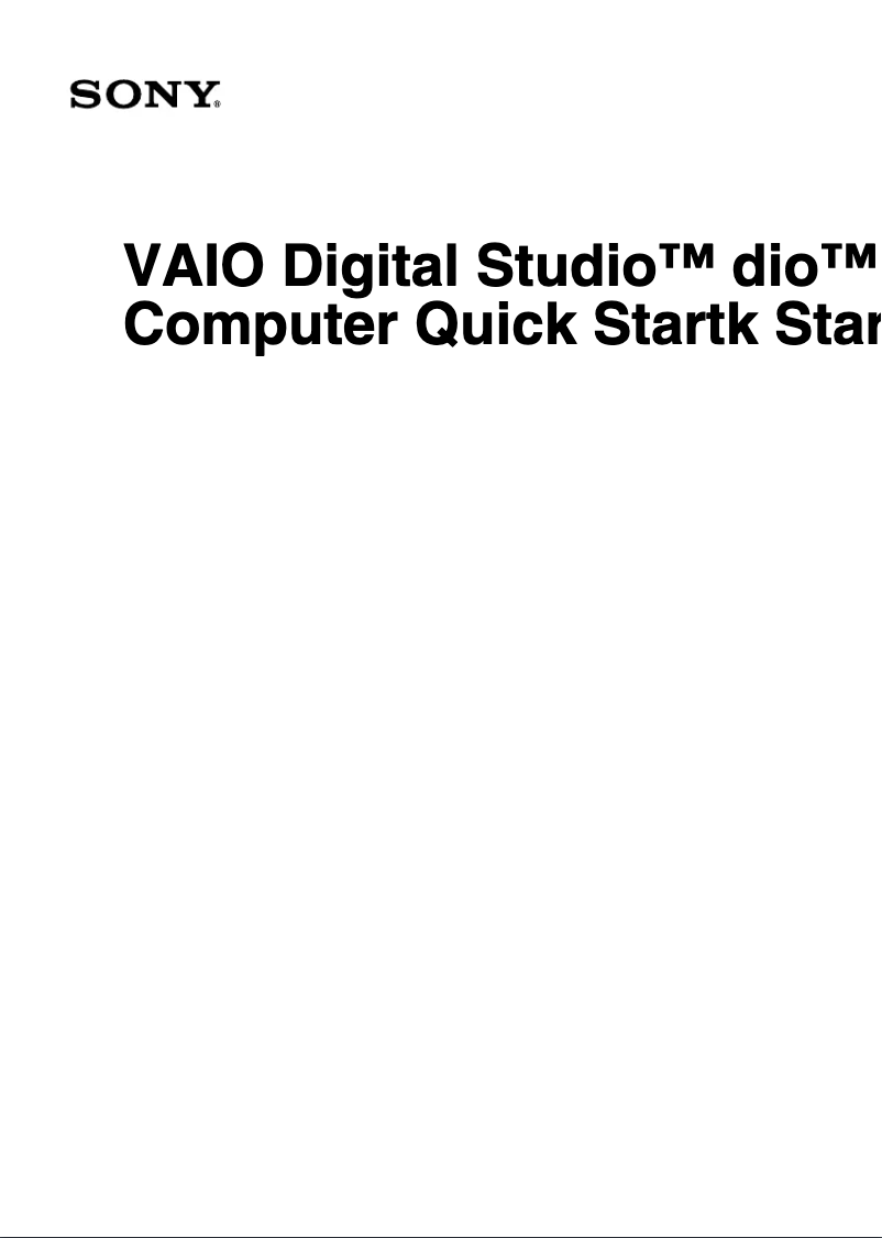 Page n°1 - Guide d'installation Sony Vaio PCV-RX860