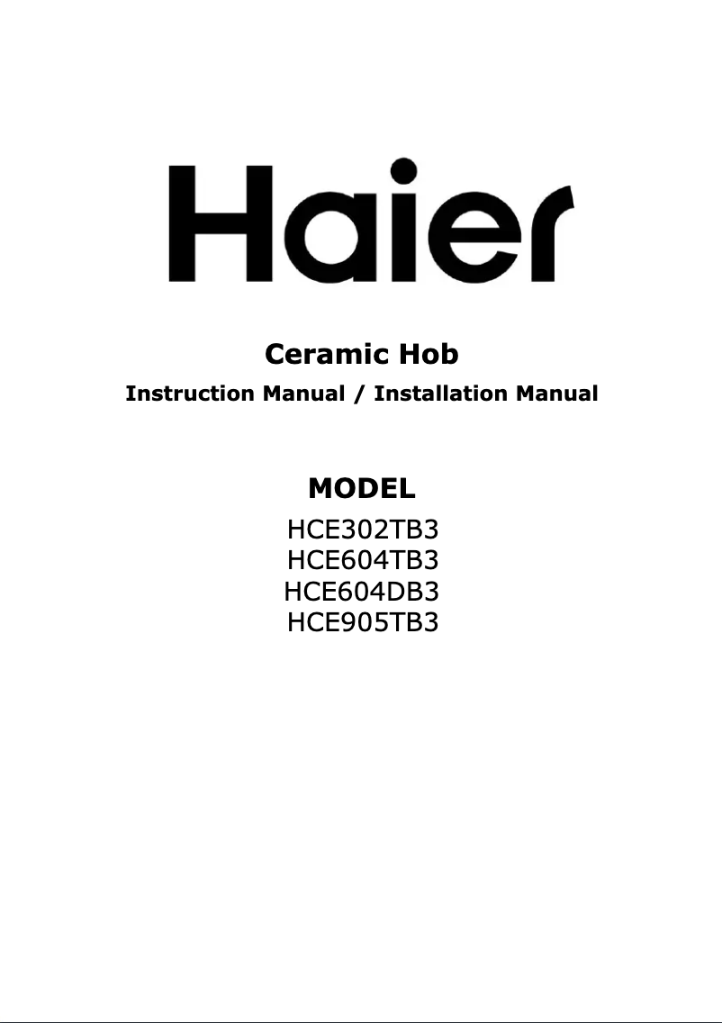 Image de la première page du manuel de l'appareil HCE604TB3