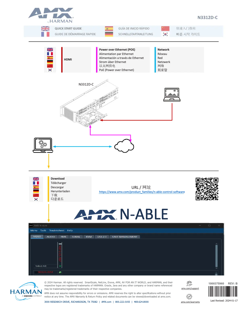 Page n°1 - Guide de démarrage rapide AMX NMX-ENC-N3312D-C