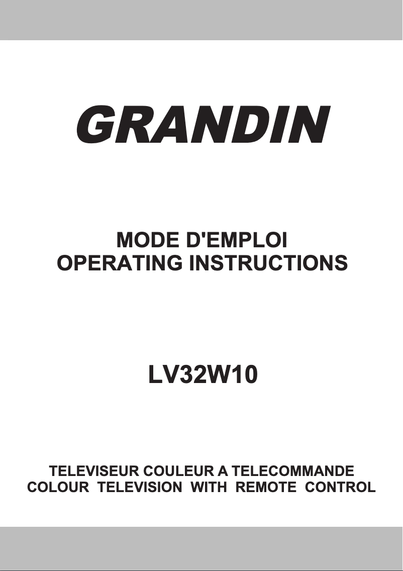 Page 1 de la notice Manuel utilisateur Grandin LV32W10