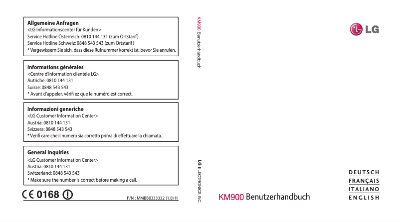 Imagen de la primera página del manual del dispositivo KM900