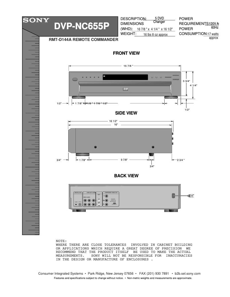 Page 1 de la notice Guide d'installation Sony DVP-NC655P