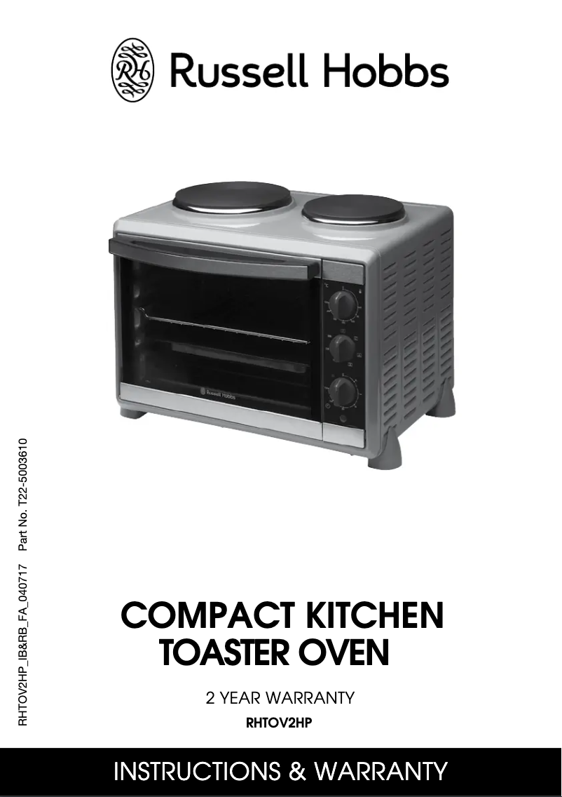 Page 1 de la notice Manuel utilisateur Russell Hobbs RHTOV2HP