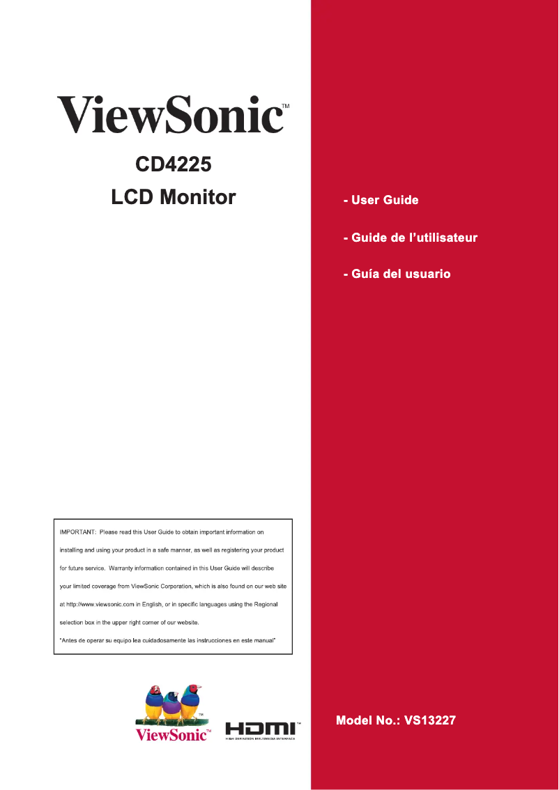 Page 1 de la notice Manuel utilisateur Viewsonic CD4225