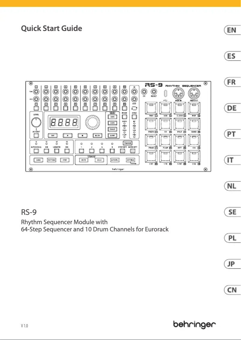 Page n°1 - Manuel utilisateur Behringer RS-9