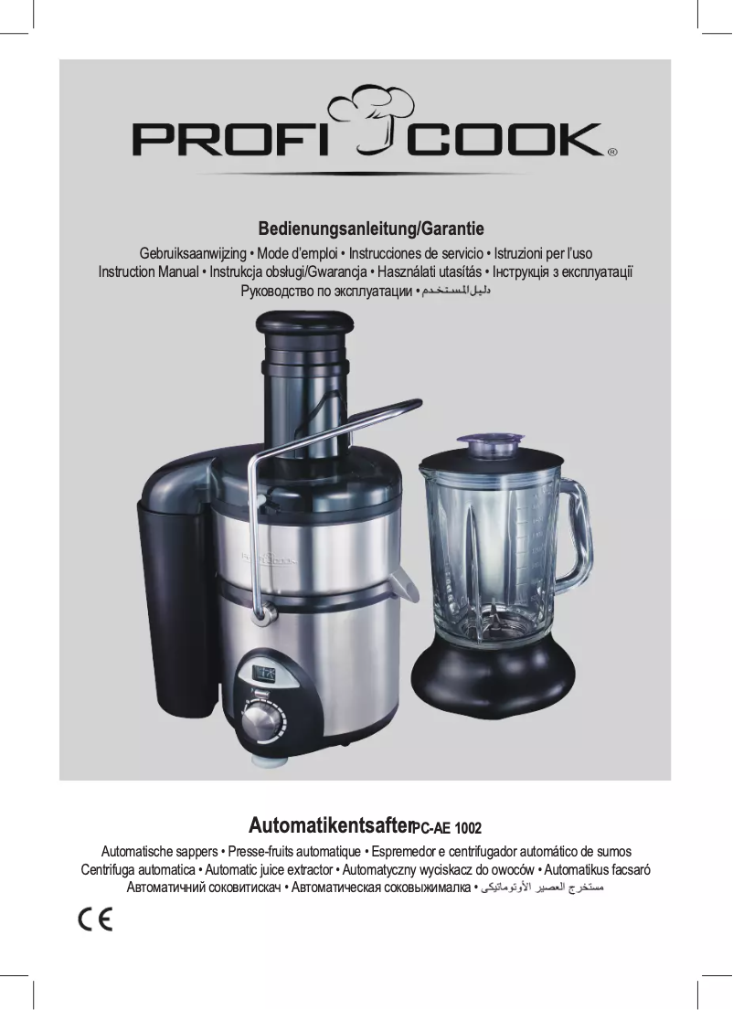 Page n°1 - Manuel utilisateur ProfiCook PC-AE 1002