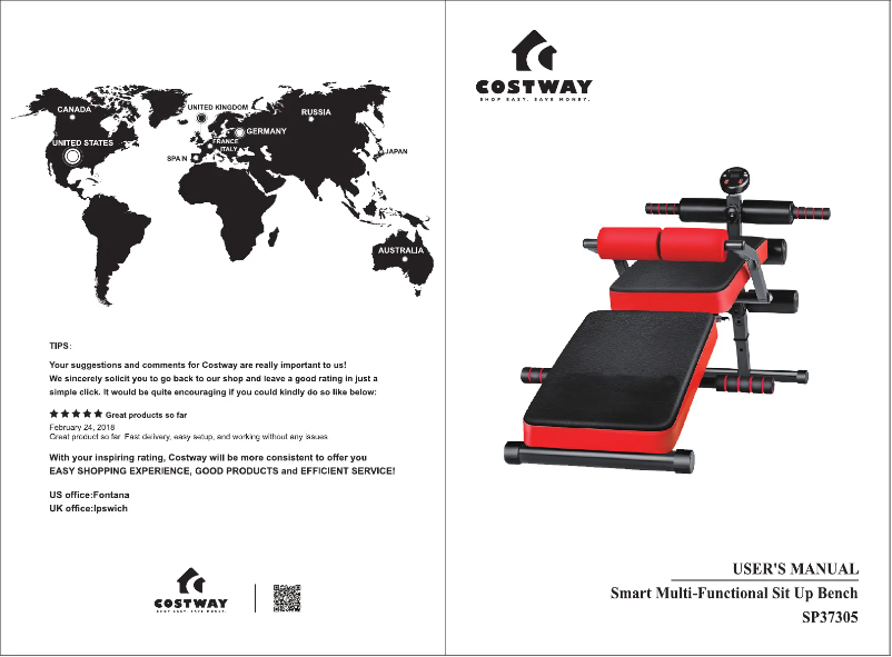 Page 1 de la notice Manuel utilisateur Costway SP37305