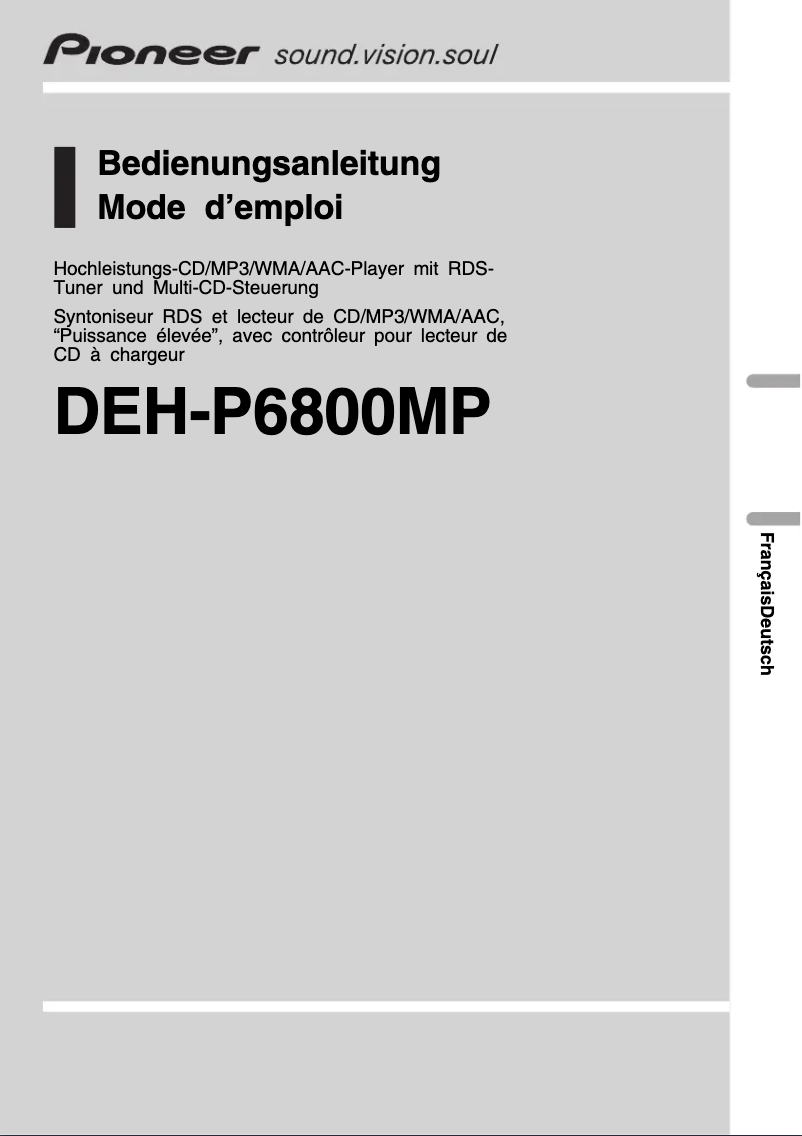 Page n°1 - Manuel utilisateur Pioneer DEH-P6800MP