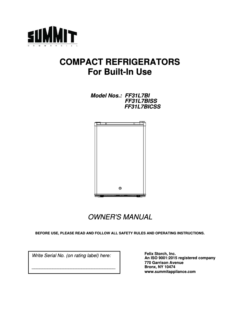 Image de la première page du manuel de l'appareil FF31L7BISS