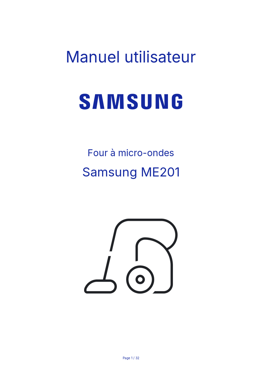 Page n°1 - Manuel utilisateur Samsung ME201