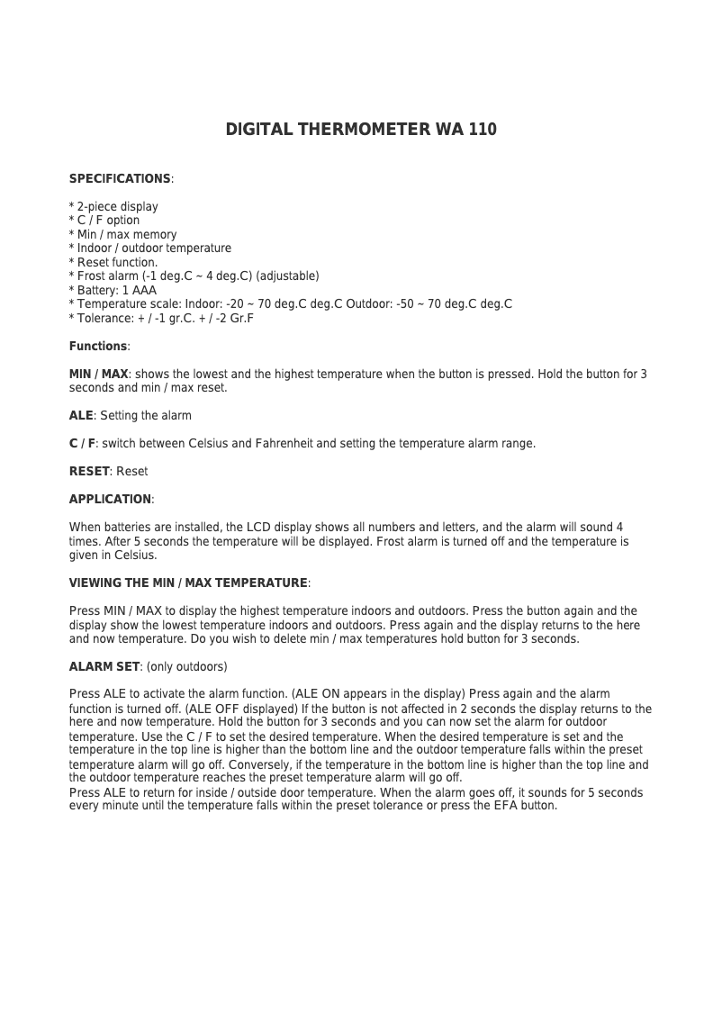 Página 1 del manual Manual de usuario Ventus WA110